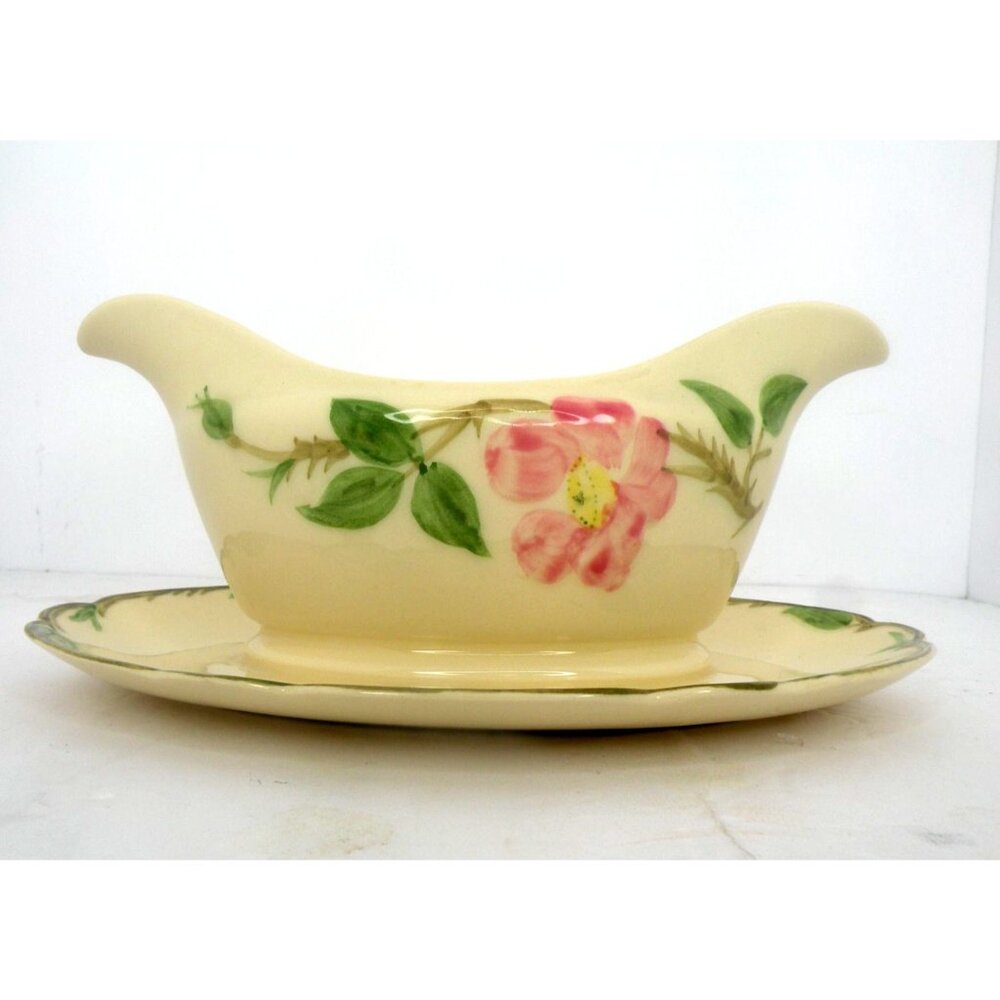 Franciscan Desert Rose Creamer Gravy Boat With Attached Underplate Hand-Painted